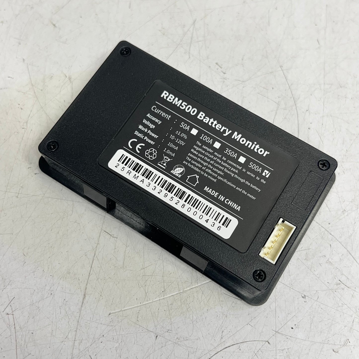 RENOGY Battery Monitor W/ Shunt 500A 120V Black RBM500-G3-US