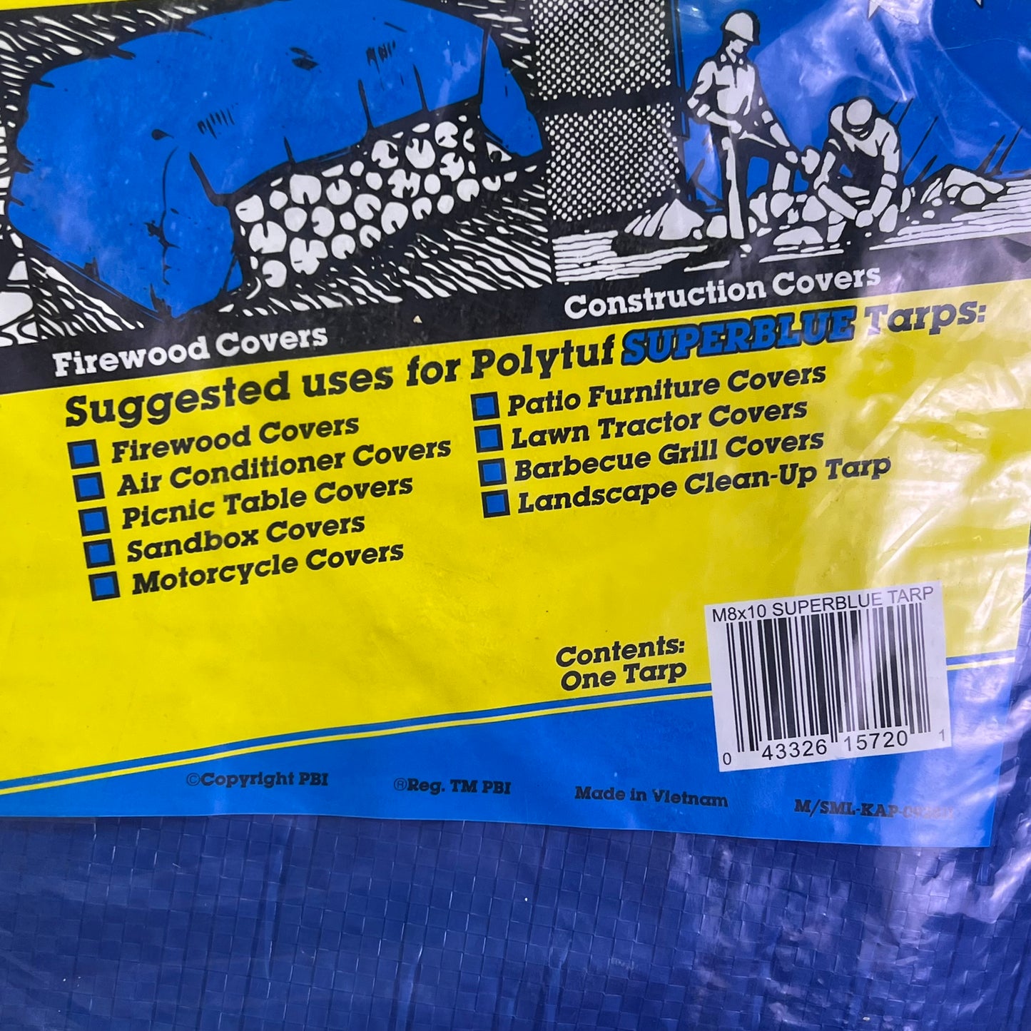 ZA@ POLYTUF (2 PACK) Super Blue Tarp  8X10 Blue M8X10