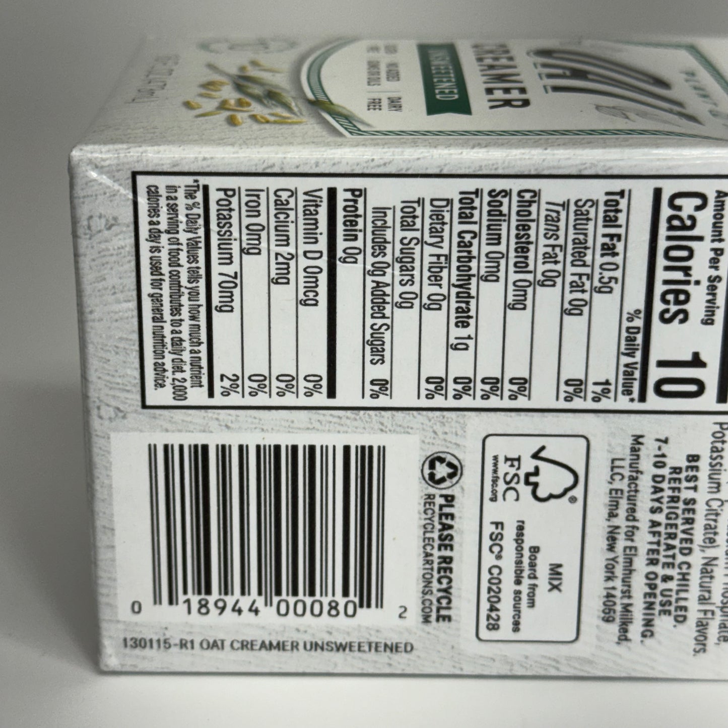 ELMHURST (4 PACK) Elmhurst Unsweetened Oat Creamer 16 fl oz. BB 11/26