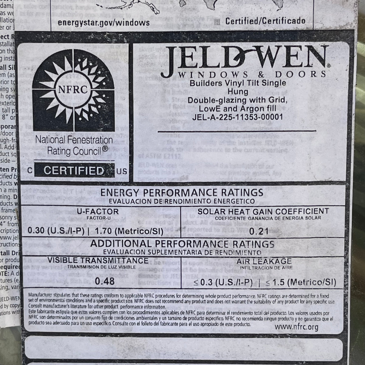 JELD-WEN Sliding Glass Windows 48"x24" & 60"x36"
