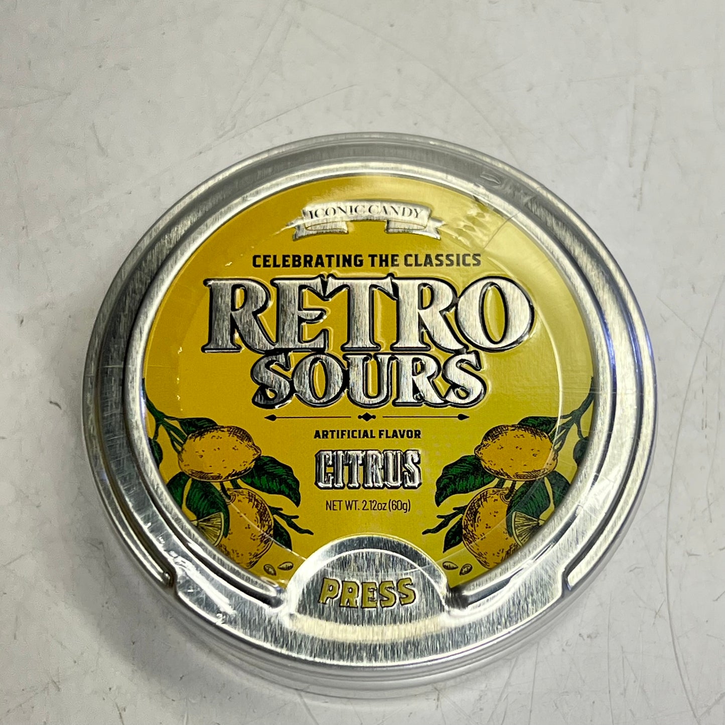ICONIC CANDY (8 PACK) Retro Sours Citrus Flavor Candy Tins 16.9oz Yellow
