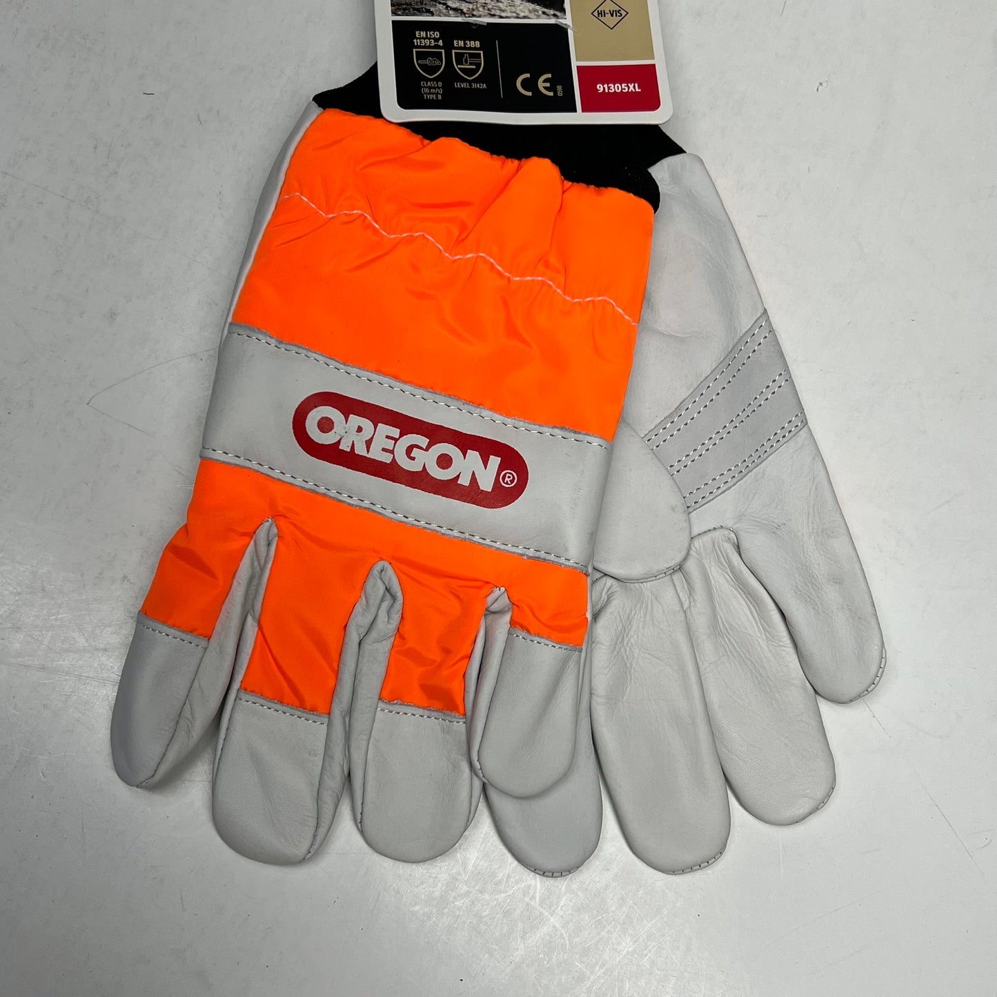 OREGON Leather Chainsaw Gloves Extra Thick Material  Unisex Sz XL Orange 91305XL