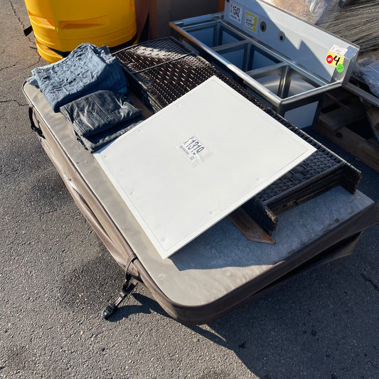 ZA@ Pallet of MIXED Spa Cover, Wicker Partition, Furniture Pads, & Metal Access Door (AS-IS)