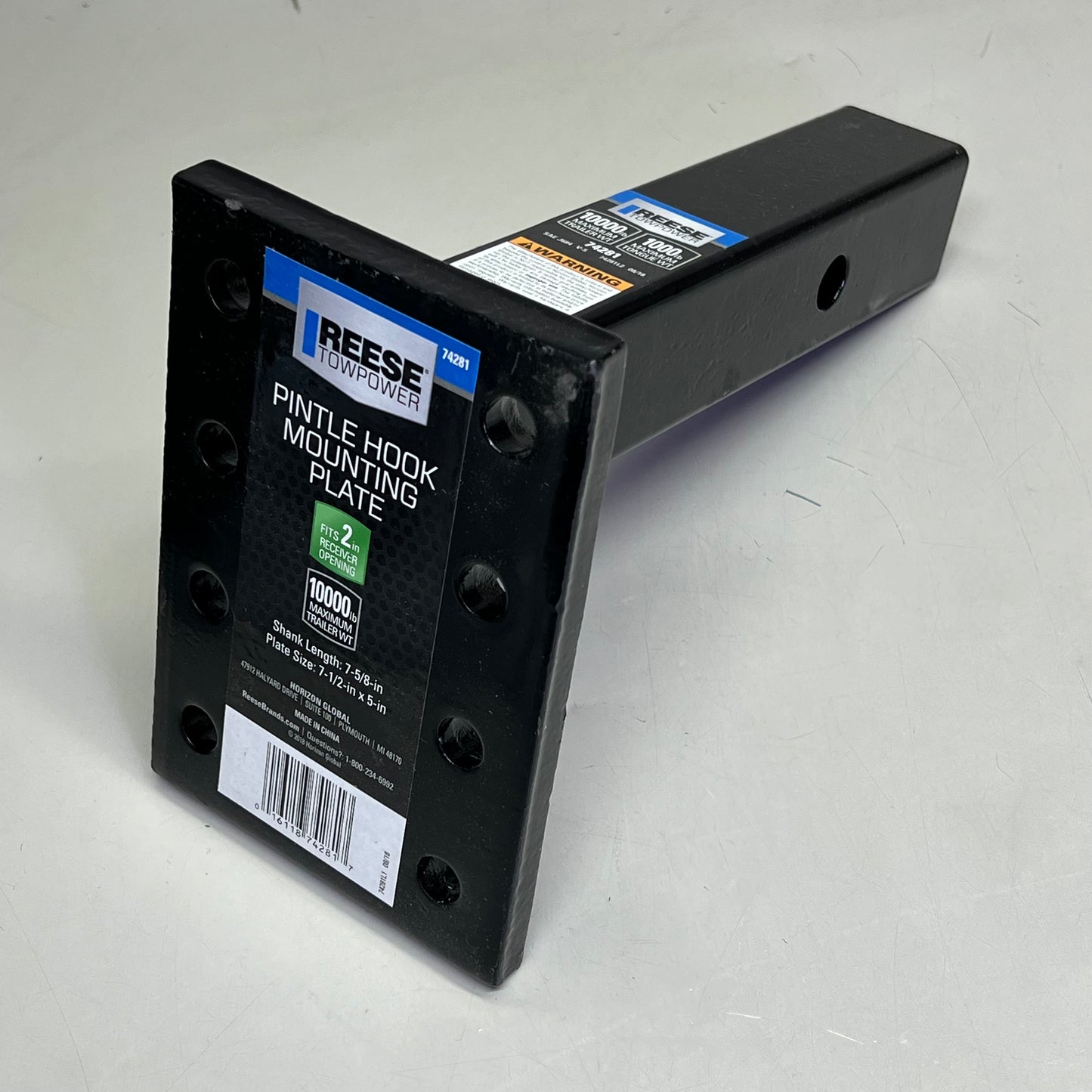 REESE TOWPOWER Pintle Hook Mounting Plate 10,000 Lbs Cap Fits 2"Recivers 74281