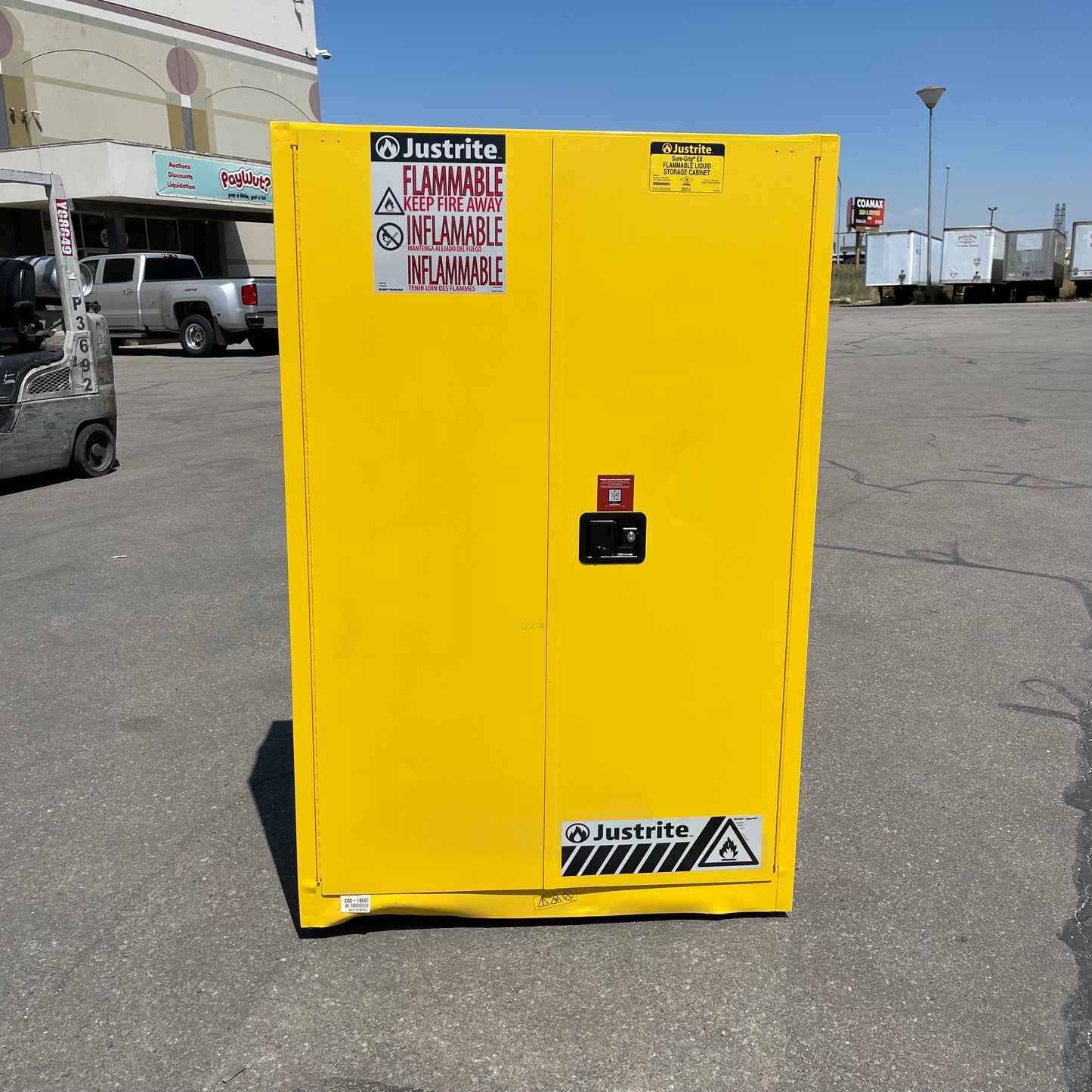 Z@ JUSTRITE Sure-Grip EX Flammable Liquid Storage Cabinet 45 Gal Capacity 65"x43.5"x18" 894520 (AS-IS)