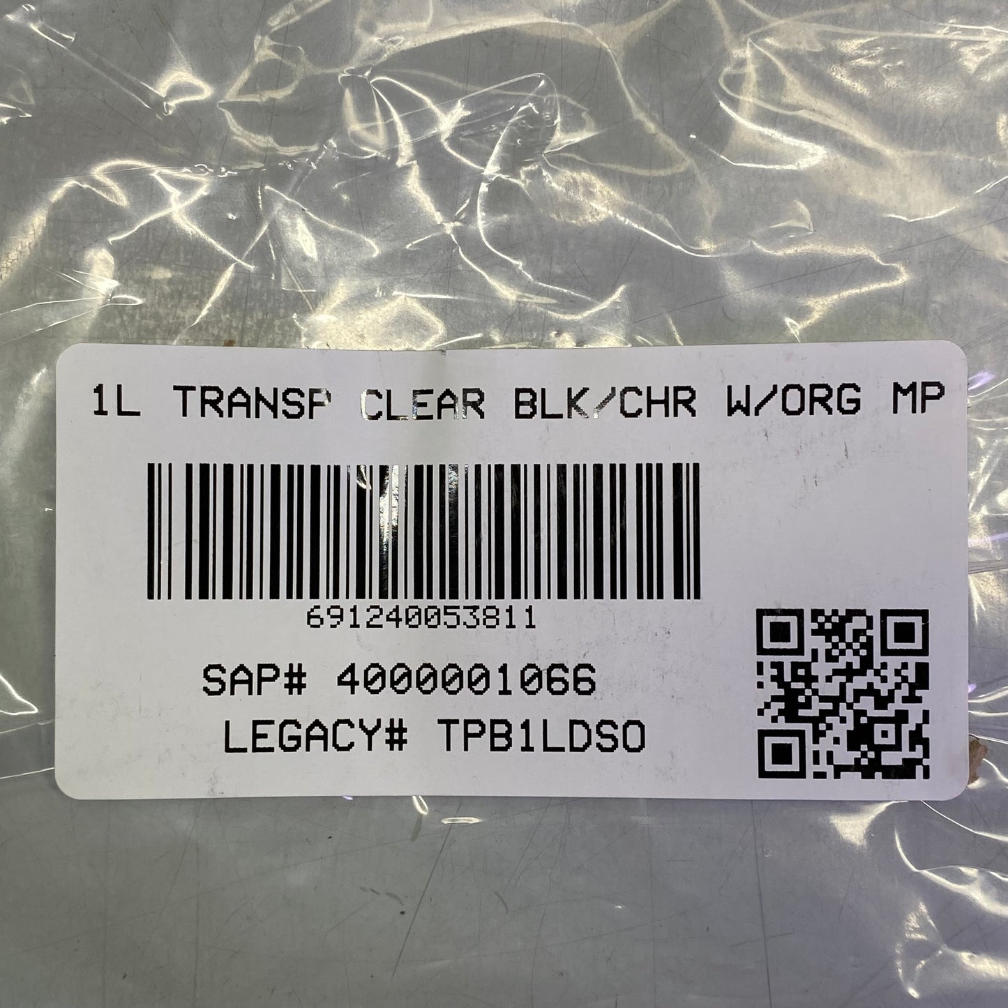 SCJ PROFESSIONAL 1 Liter Transparent Black And Chrome Soap Manual Dispenser 9"H x 5"L x 4.5"W TPB1LDSO