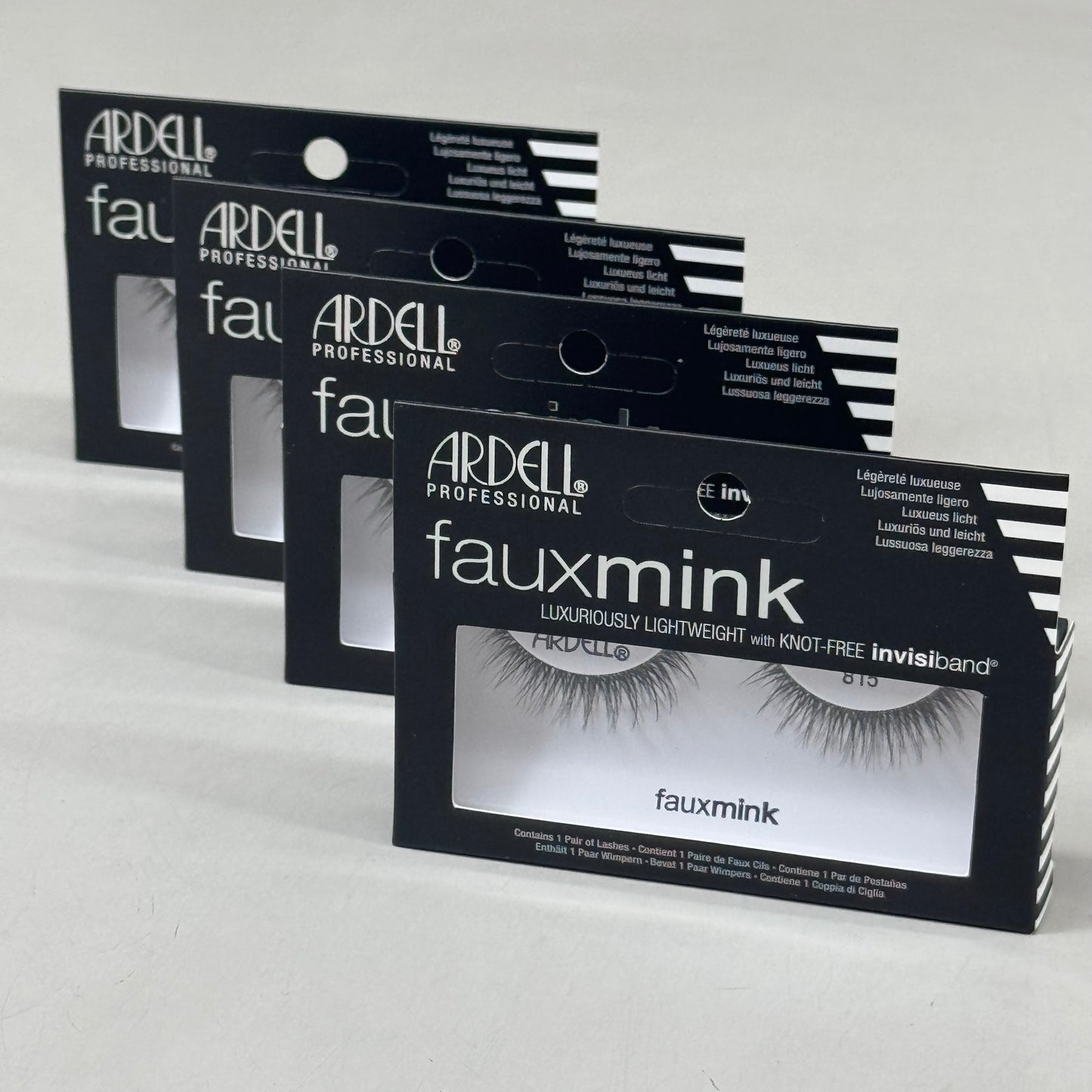 ARDELL (4 PACK, 1 PAIR EACH) Fauxmink Eyelashes Lightweight Knot Free 815