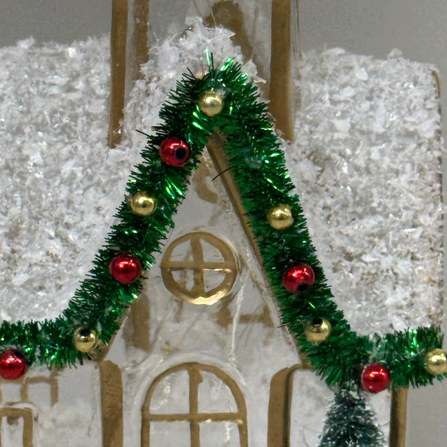 RAZ IMPORT Lighted Church w/ Snow Inside Made of Glass & Sisal 9" Gold 4424591