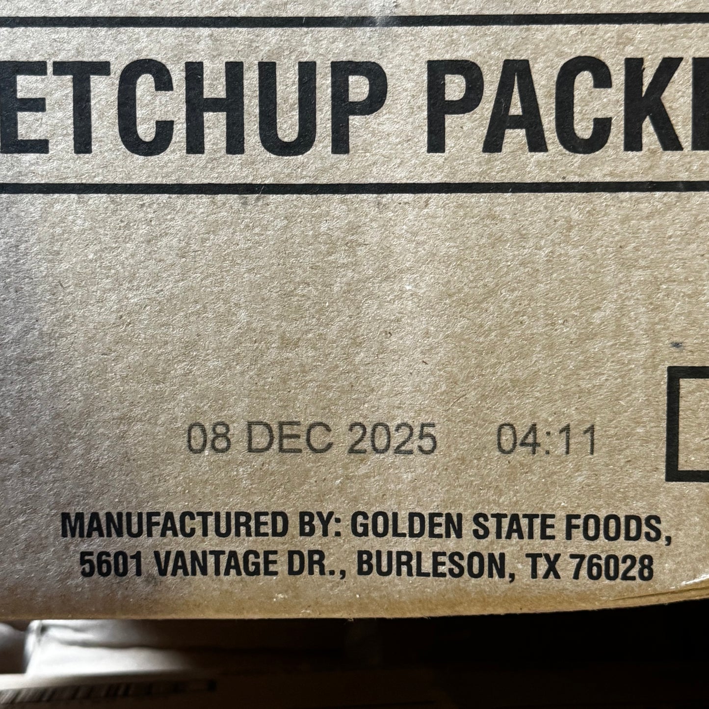 ZA@ KETCHUP (1500 Count) Packet 29.76 Lbs 123313 BB 12/25 (New Other, Distressed Box) AA