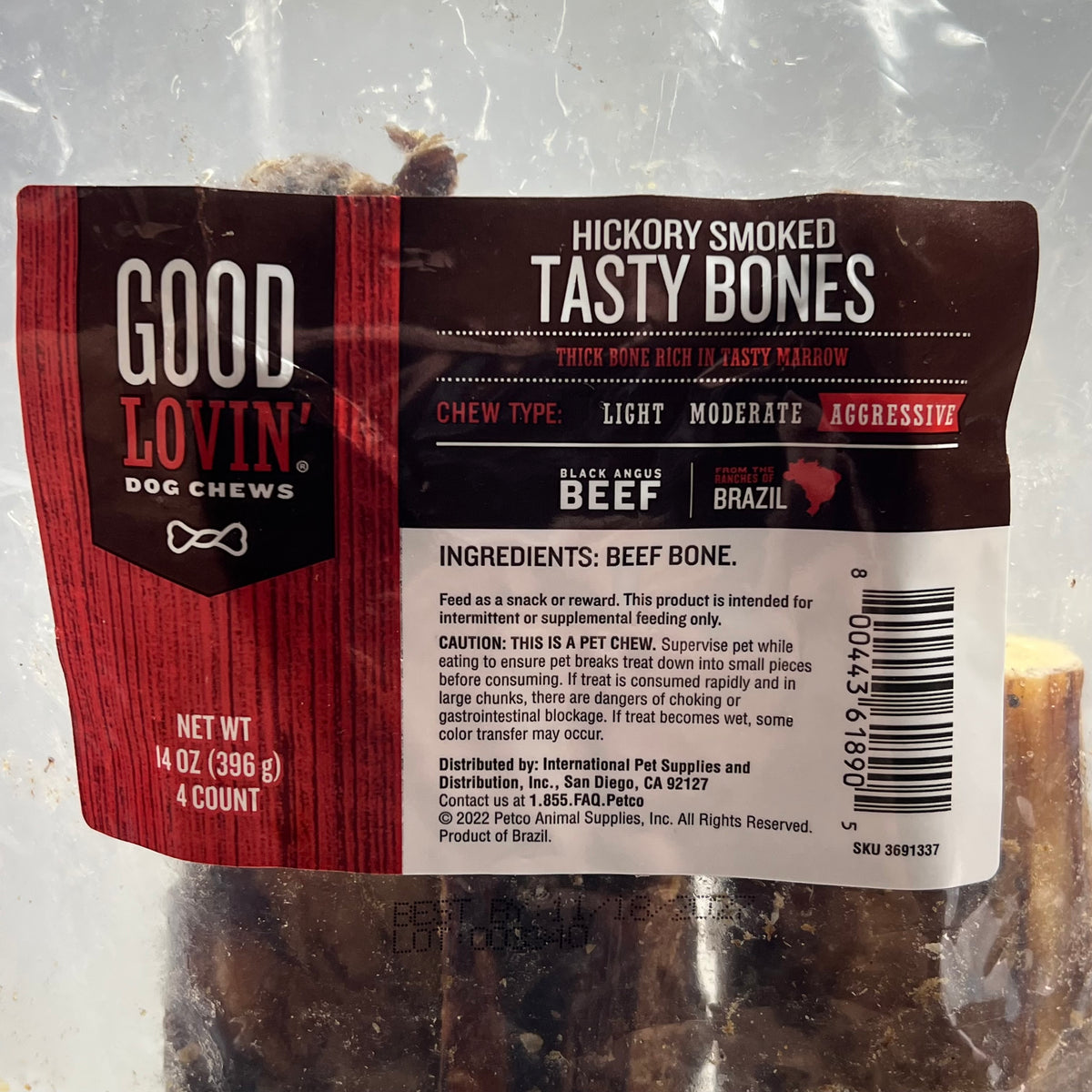 GOOD LOVIN  (2 PACK, 4 EACH) Dog Chews Hickory Smoked Tasty Bones 14 Oz BB 11/27