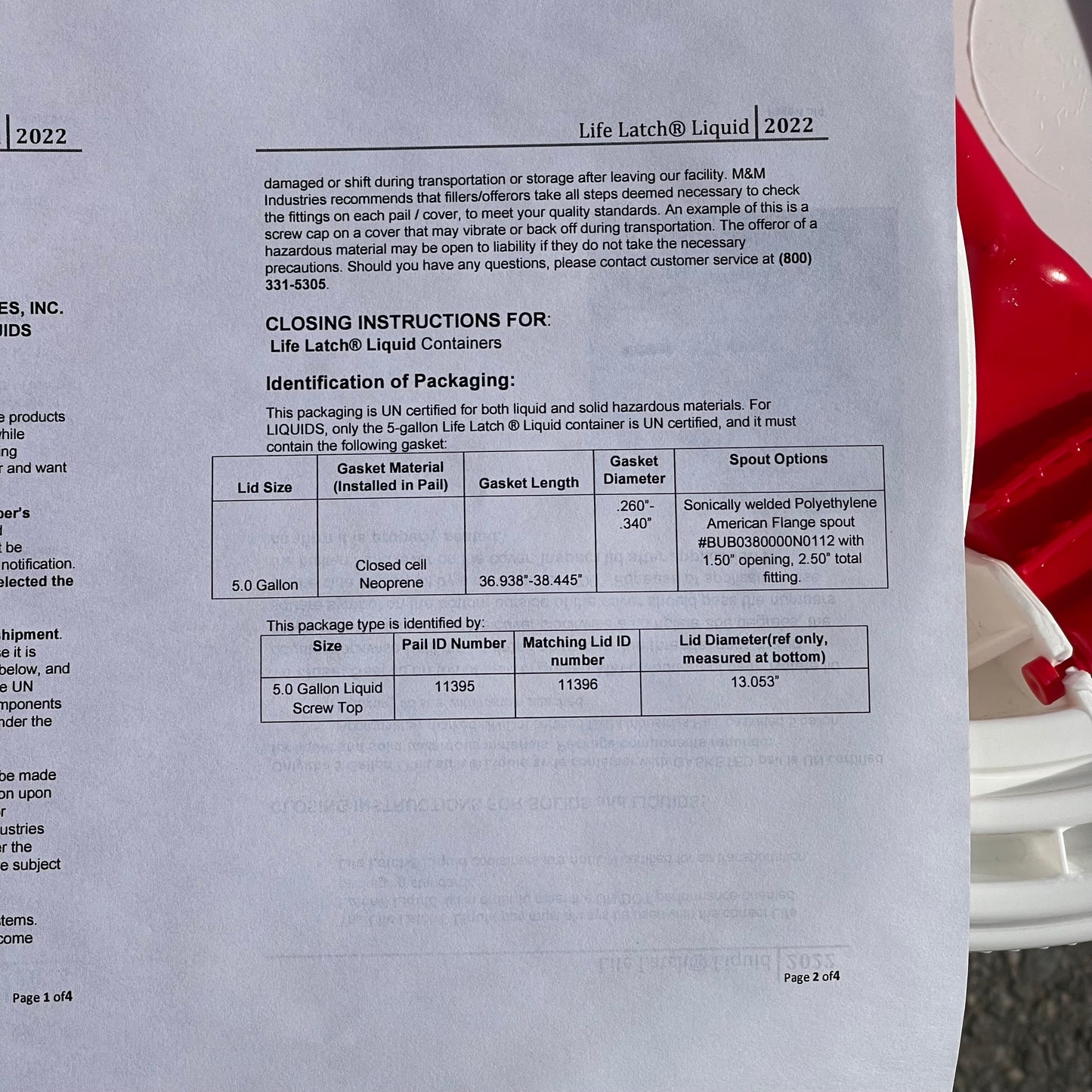 ZA@ M&M INDUSTRIES (3 PACK) Life Latch Liquid Container 5 Gal White, Made in USA