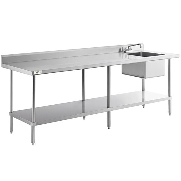 Z@ REGENCY Work Table w/ Right Sink Stainless Steel 600ST3096R (AS-IS, Some Extra Parts)