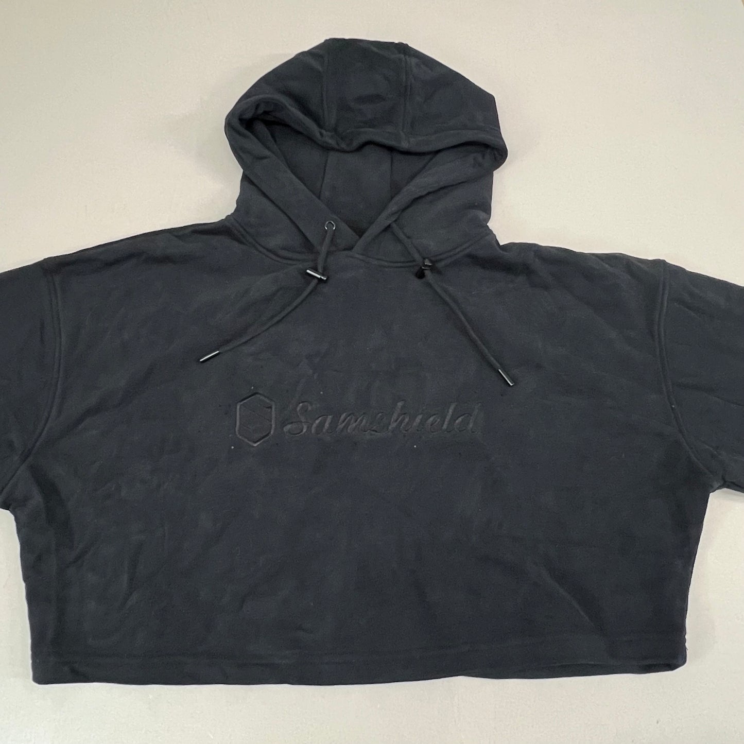 SAMSHIELD Equestrian Hooded Cropped Sweatshirt Women's Sz S Black