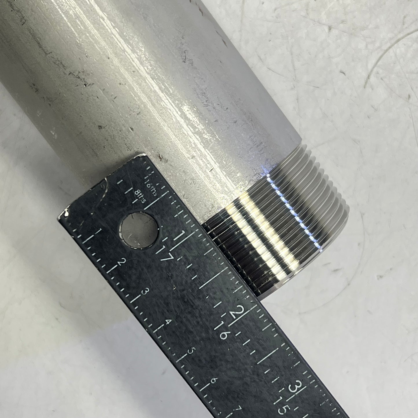 SERVICE METAL 316/l Stainless Steel Pipe Threaded Ends 2"x12" 2.38" ID  Silver