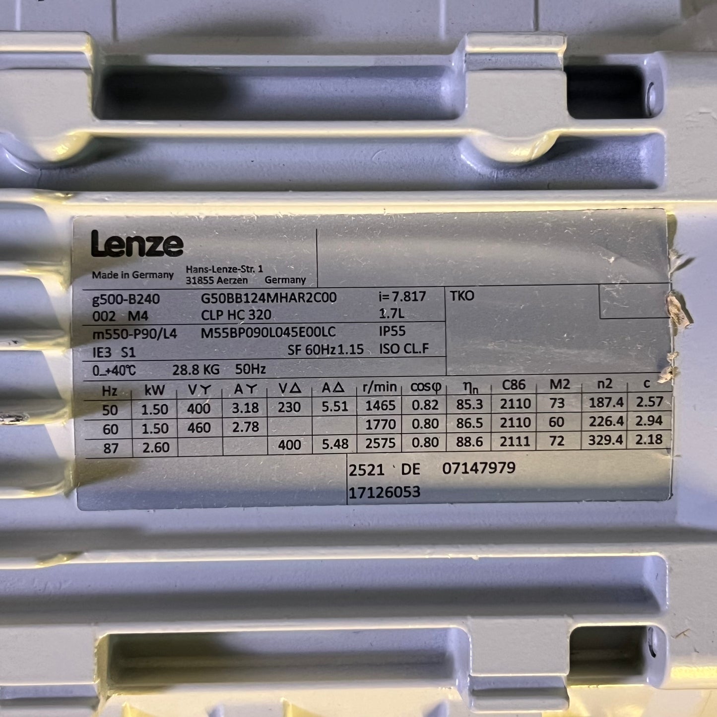 LENZE Motor G50BB124MHAR2C00