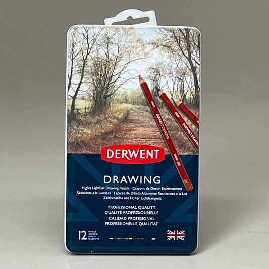DERWENT (12 COUNT) Drawing Pencils Water Soluble in Metal Tin Case 0700671