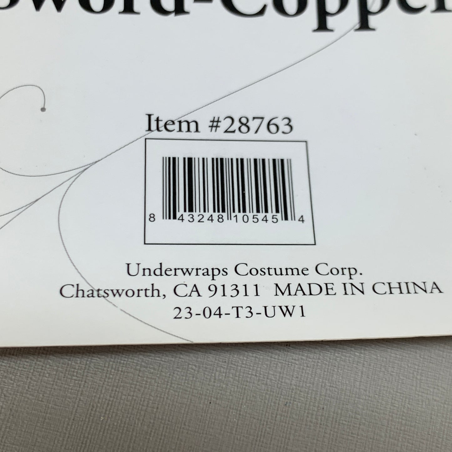 UNDERWRAPS (3 Pack) Superior Quality Costumes Large Pirate Sword Copper 28763