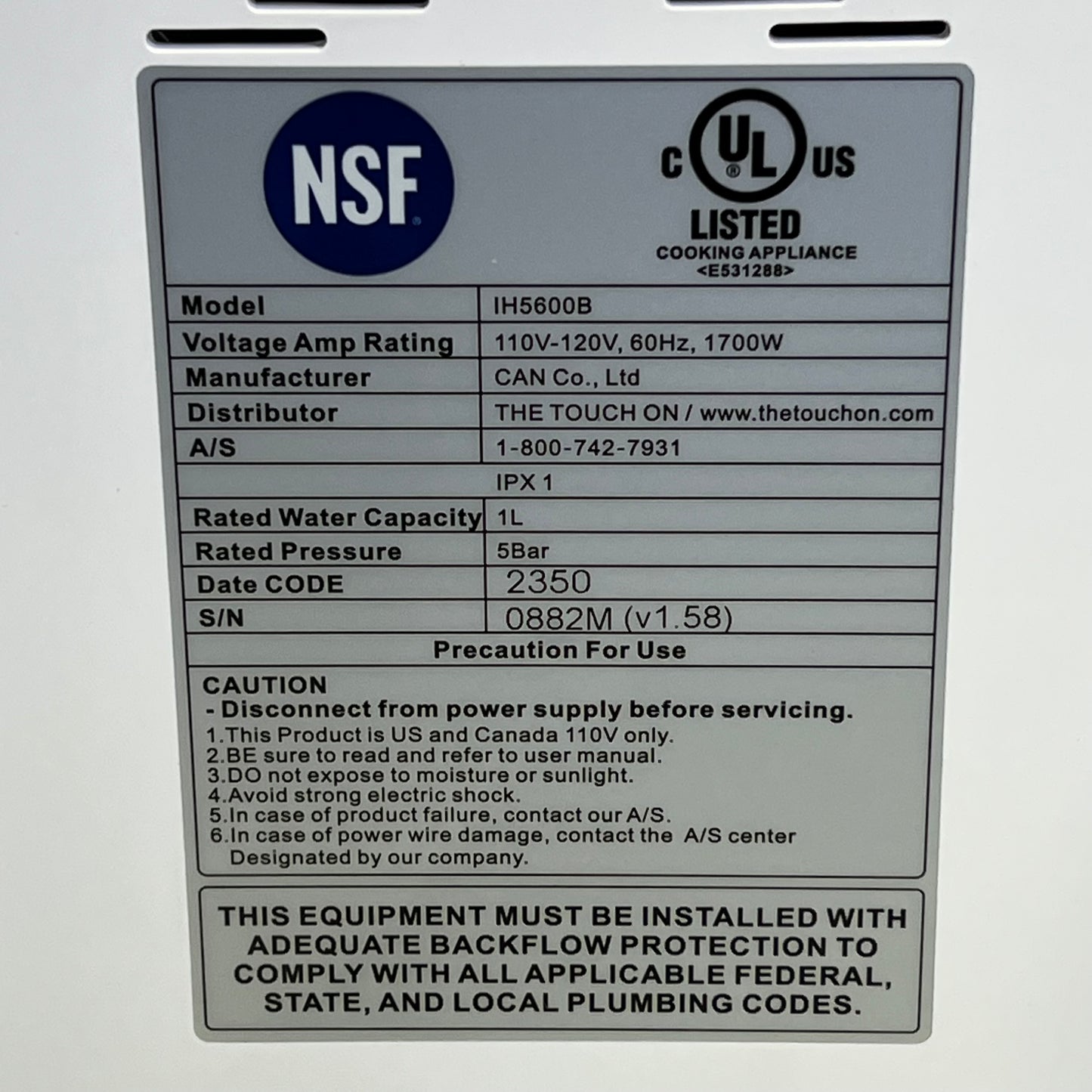 EZ COOK The Touch On Compact Ramyun Cooker Adjustable Settings White/Black H5600