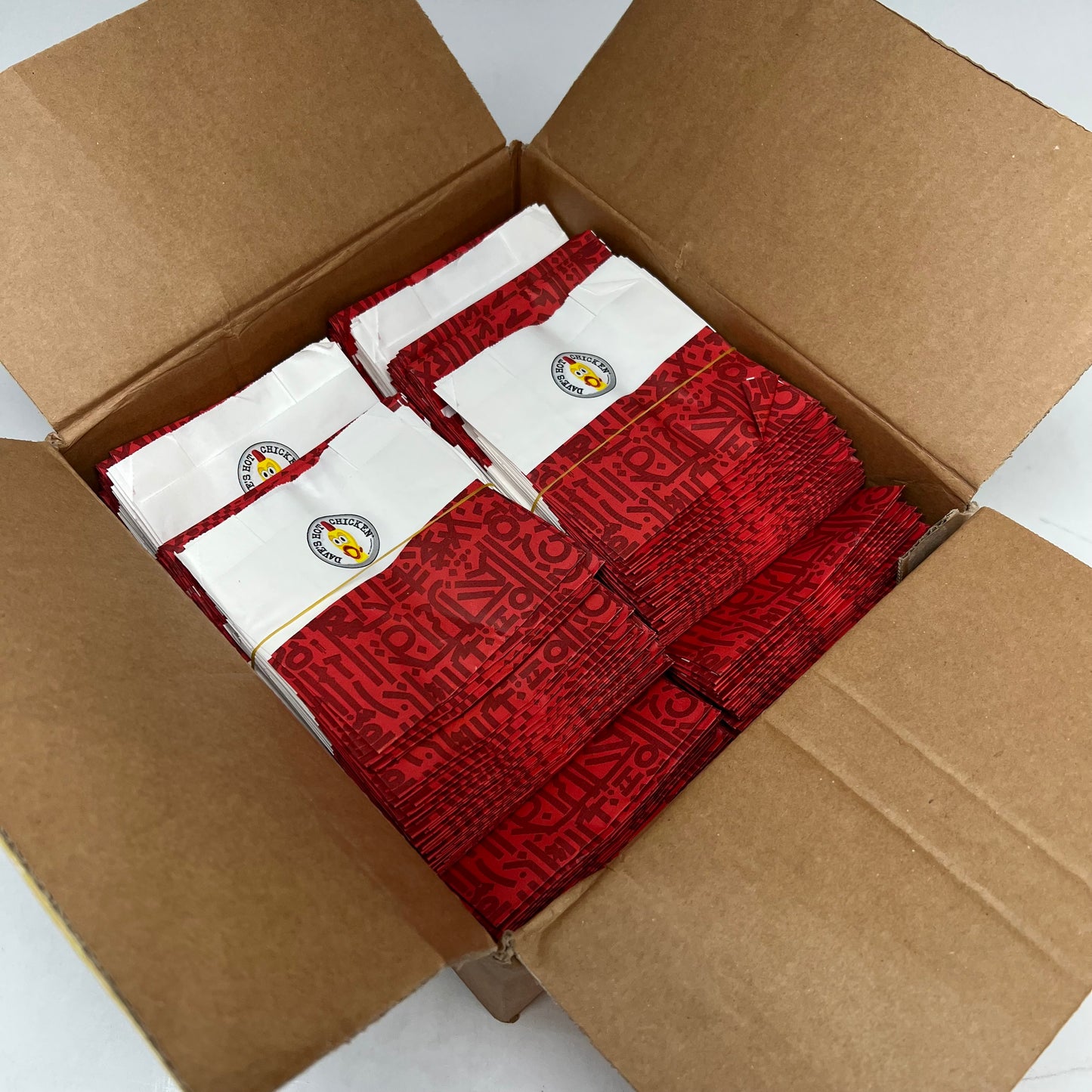 ZA@ DAVE'S HOT CHICKEN  (1000 PACK) Slider Bags for Foodservice Red/White