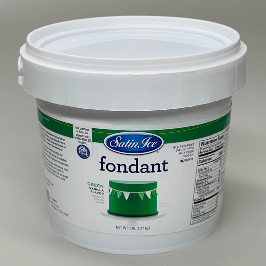 SATIN FINE FOODS Satin Ice Fondant Green Vanilla 5 lb Pail (12/24)