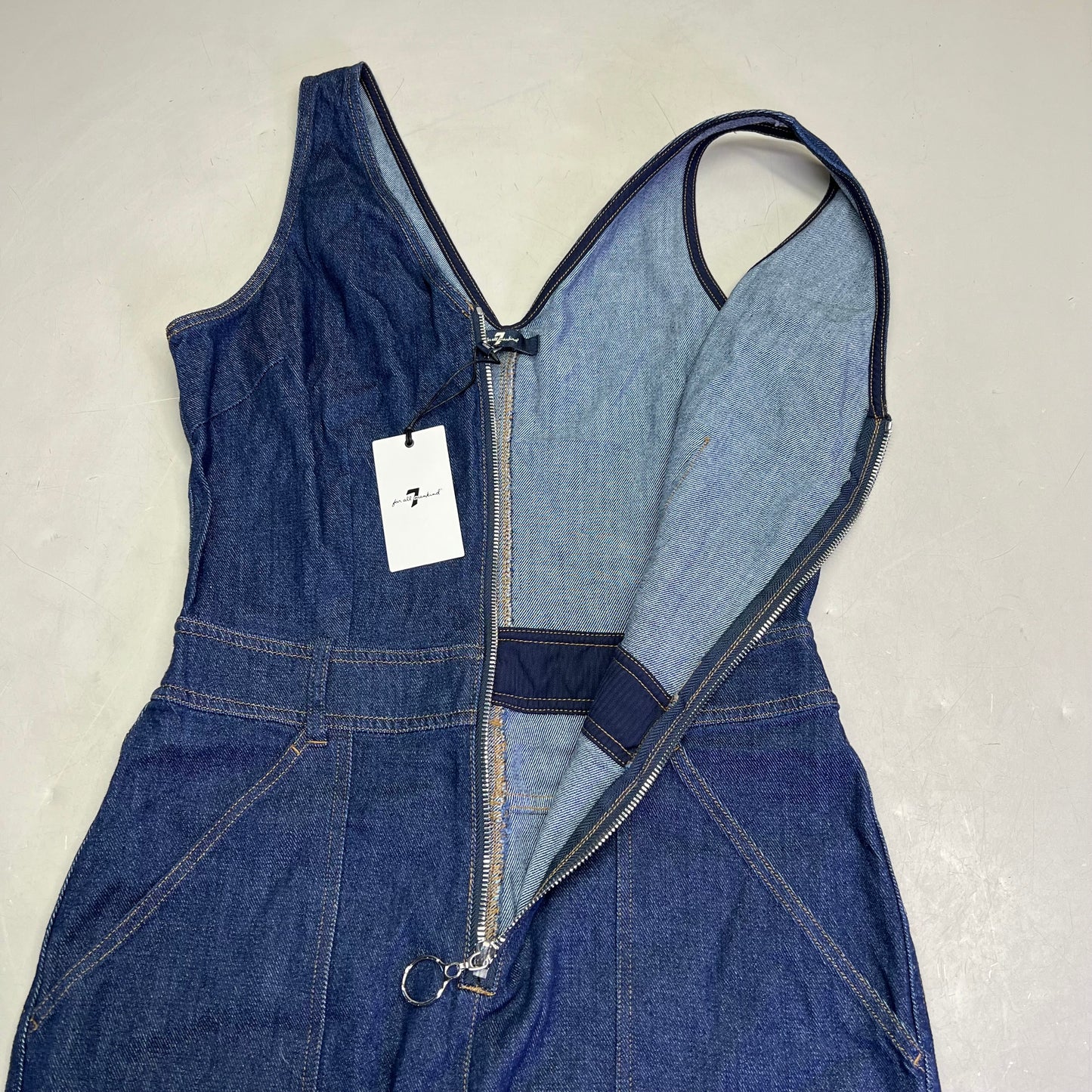 7 FOR ALL MANKIND Soft Denim Zip Up Jumper Womens Sz M Dark Blue AU7190865A WLSR