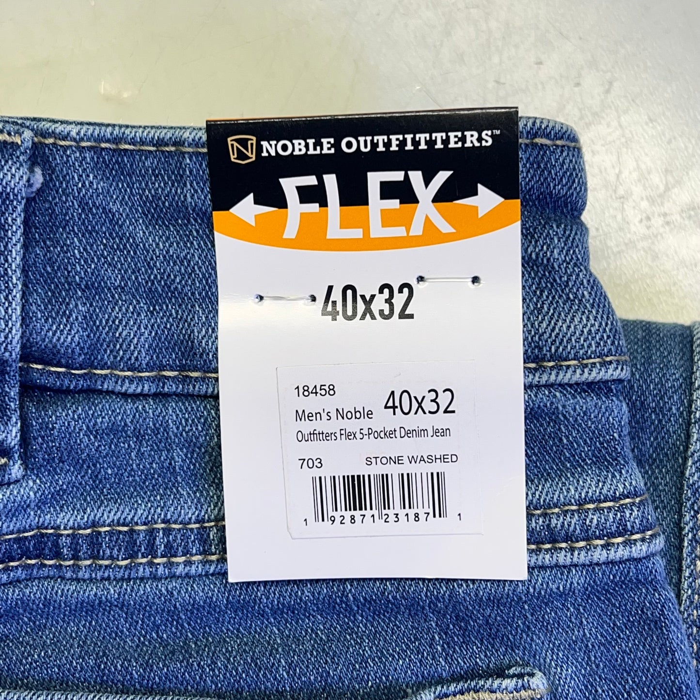 NOBLE OUTFITTERS Flex Denim 5-Pocket Work Pant Men's Sz 40x32 Stonewash 18458