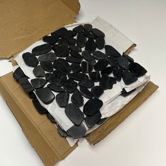 ZA@ (5 PACK) Sliced Pebble Mosaic Tile 12"x12" Black