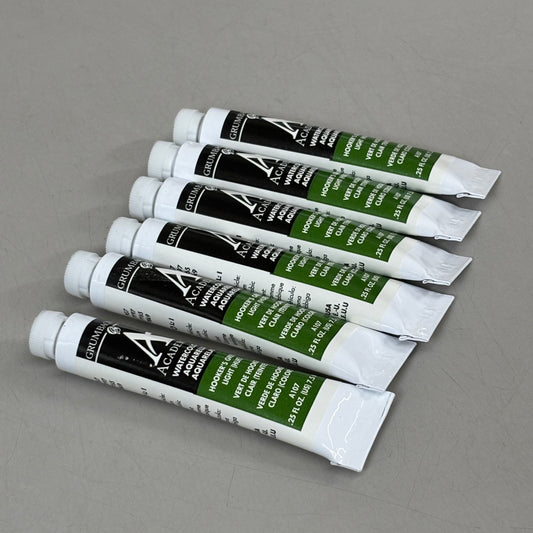 GRUMBACHER 6-PACK! Academy Watercolor Paint Hookers Green Light .25 fl oz / 7.5 ml A107 (New) (Copy)