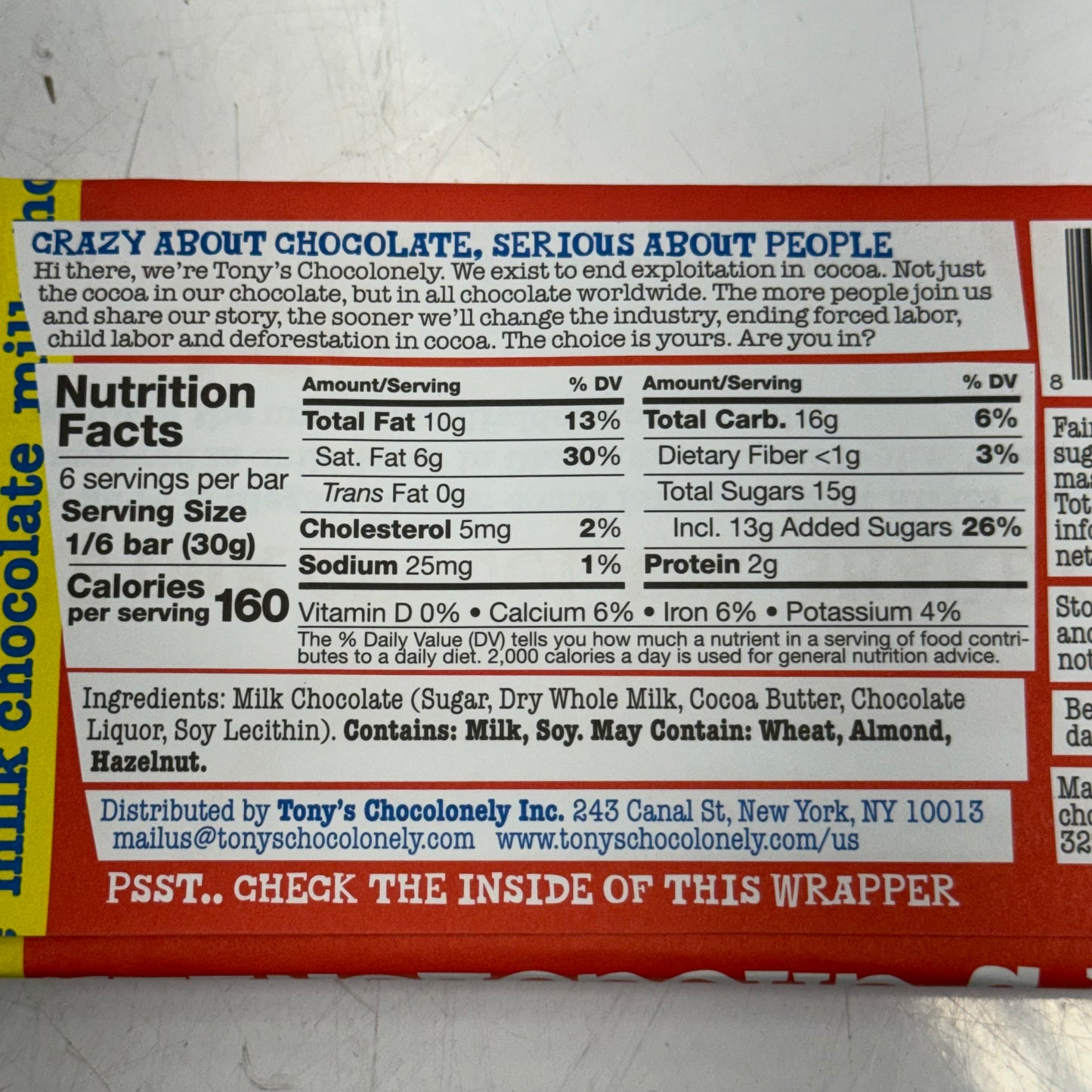 TONY'S (4 PACK) Chocolonely Classic Milk Chocolate Bars 180gr BB 03/27