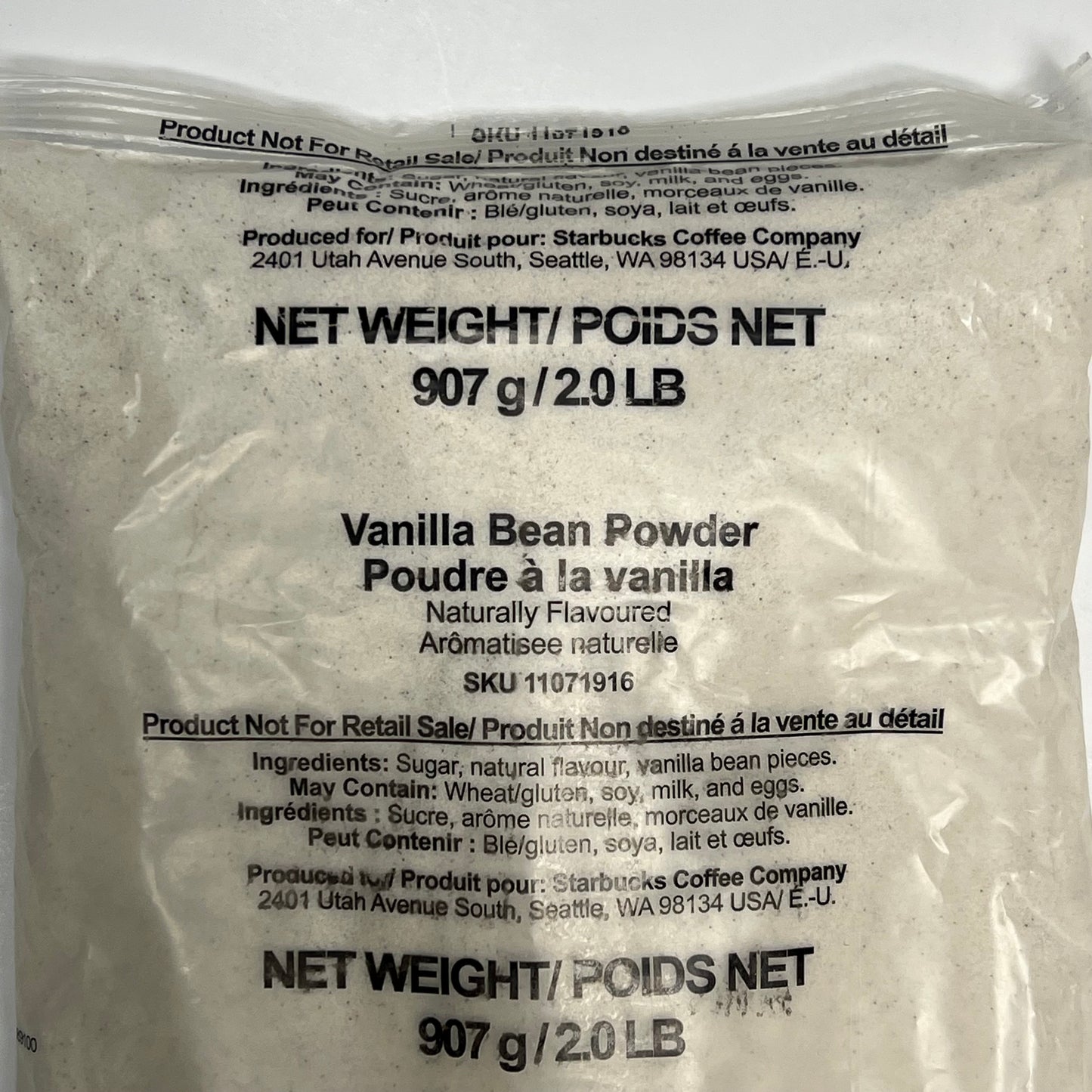 ZA@ STARBUCKS (12 PACK) Vanilla Bean Powder 2 Lb White BB 08/26