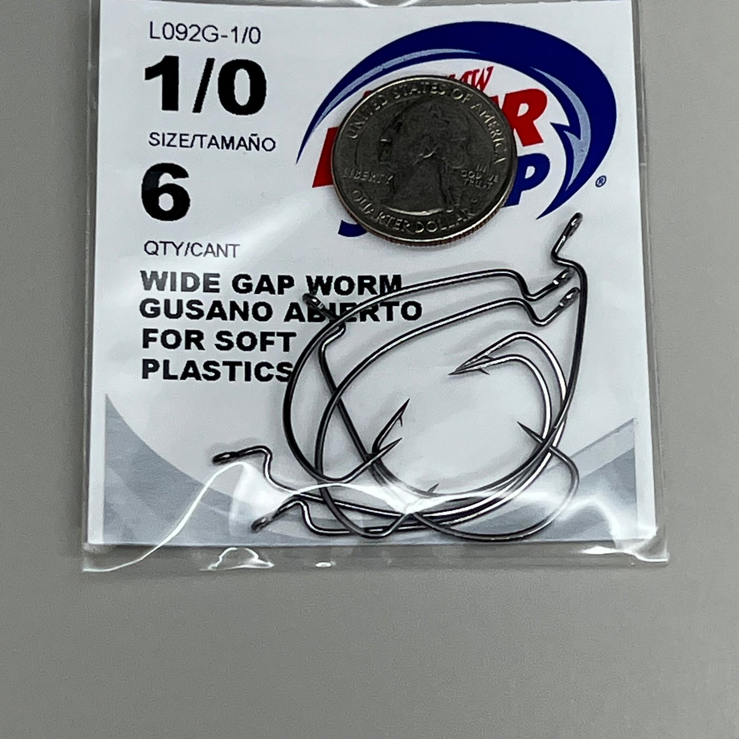 EAGLE CLAW (5 PACK) Wide Gap for Worm/Soft Plastics #2/0 6pc L092G-2/0