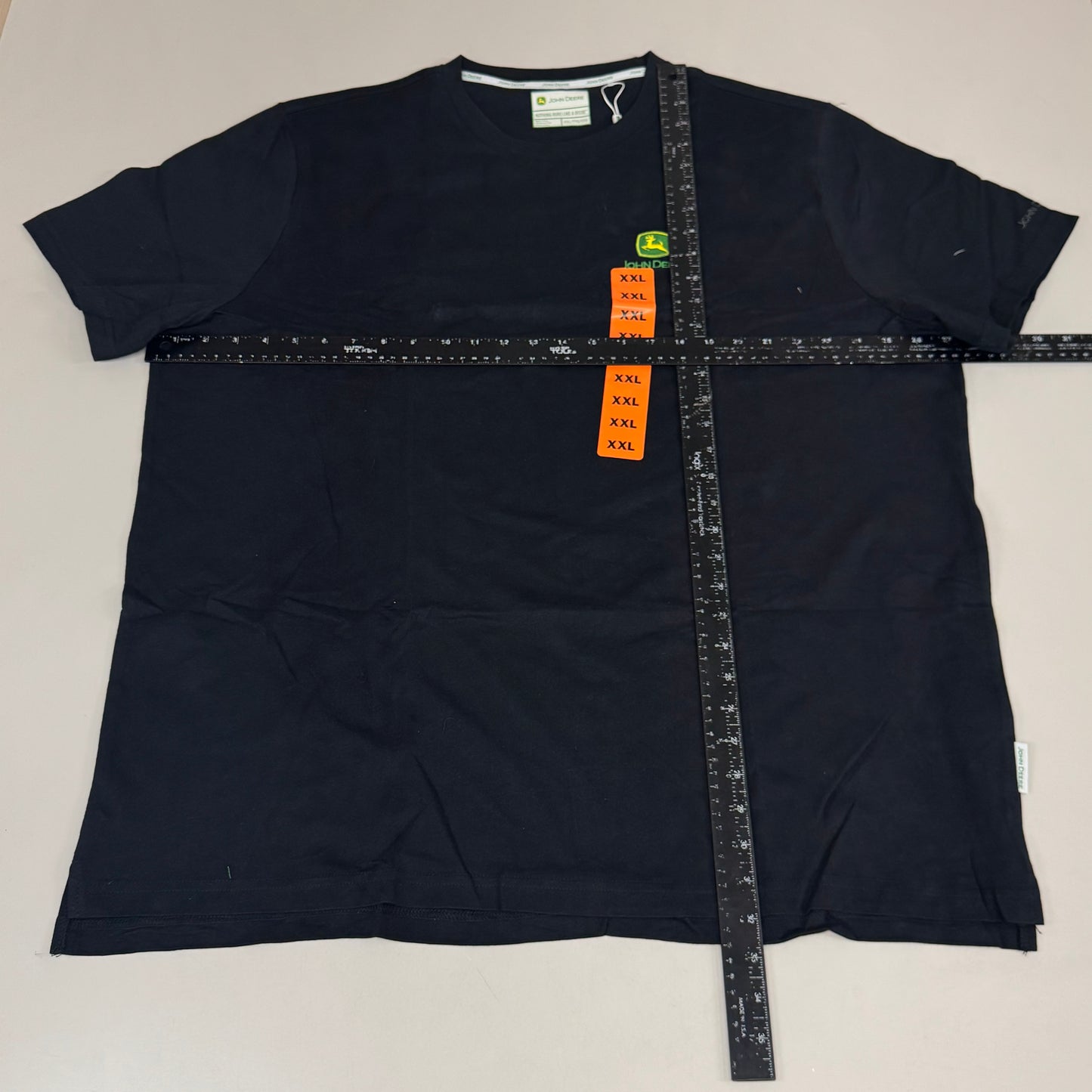 JOHN DEERE Embroidered Logo Short Sleeve Tee Shirt Men's Sz XXL Black 1896842