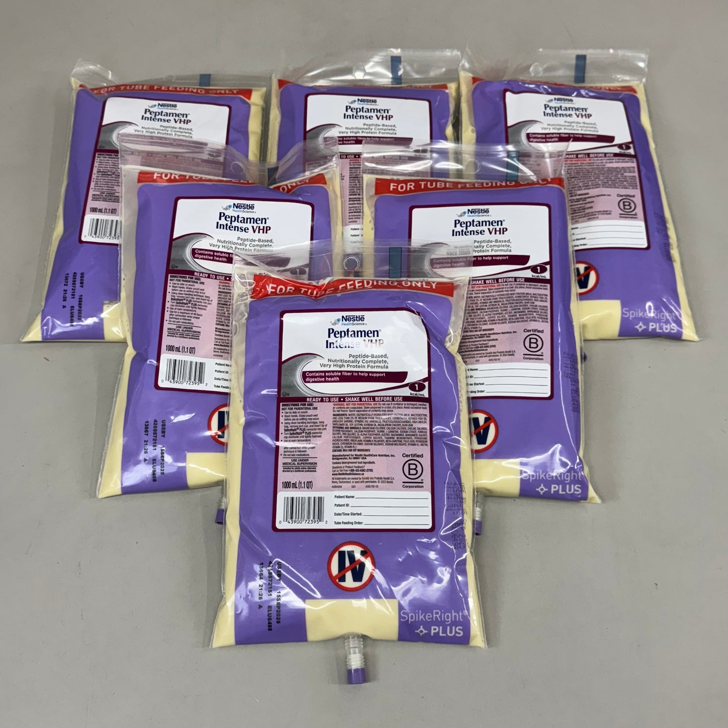 NESTLE (6 PACK) Peptamen Intense VHP Unflavoured Feeding Tube Peptide 1L BB 09/25