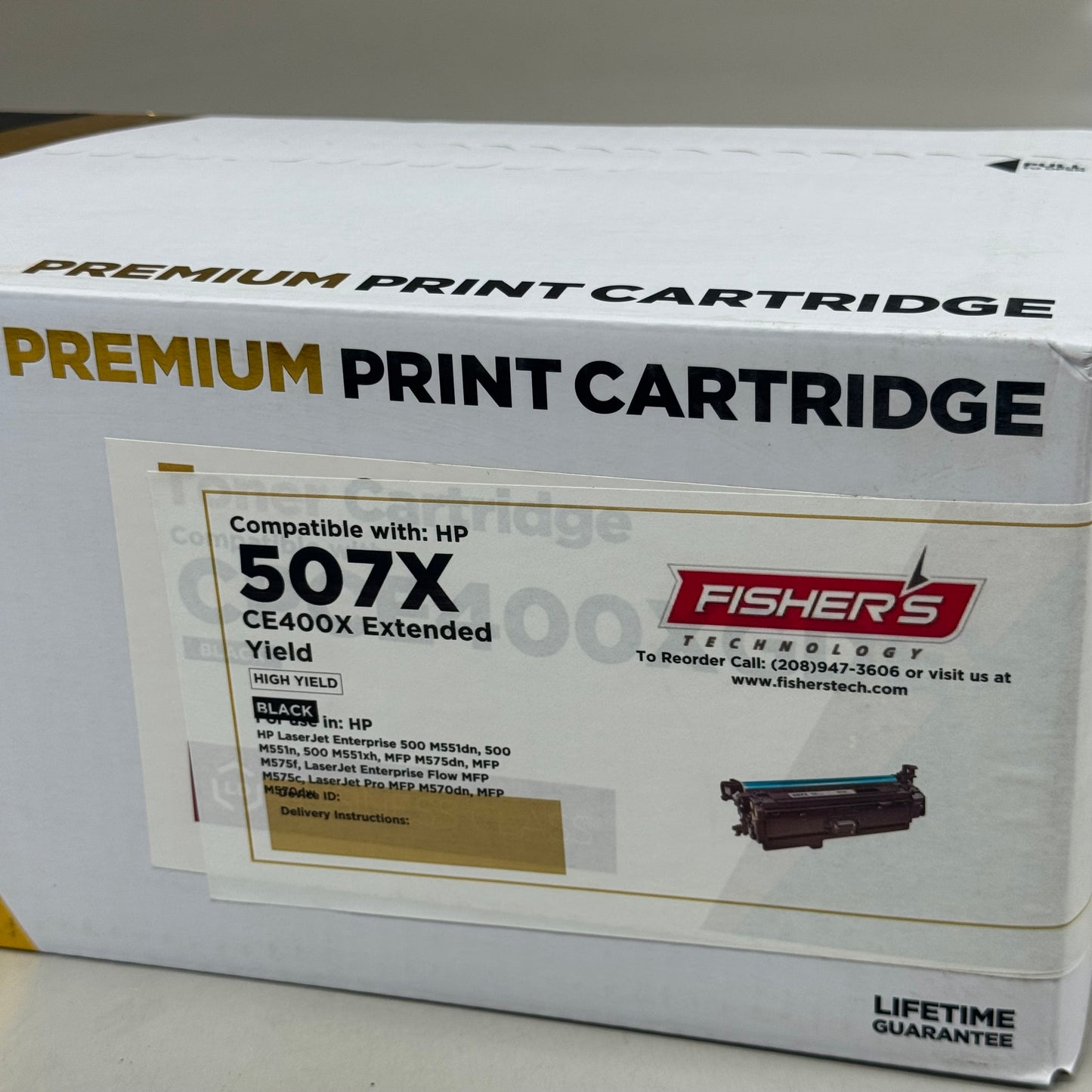FISHER'S TECHNOLOGY Extended Yield Premium Print Cartridge For HP 507X Black CE400X