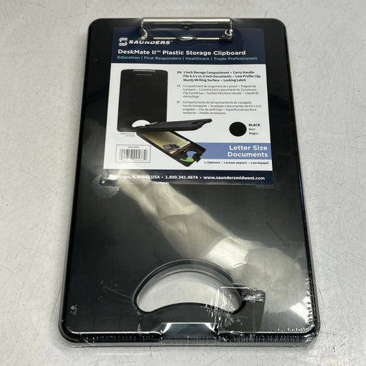 SAUNDERS Deskmate ll Plastic Storage Clipboard Sz 8.5" x 11.5", Black 00533