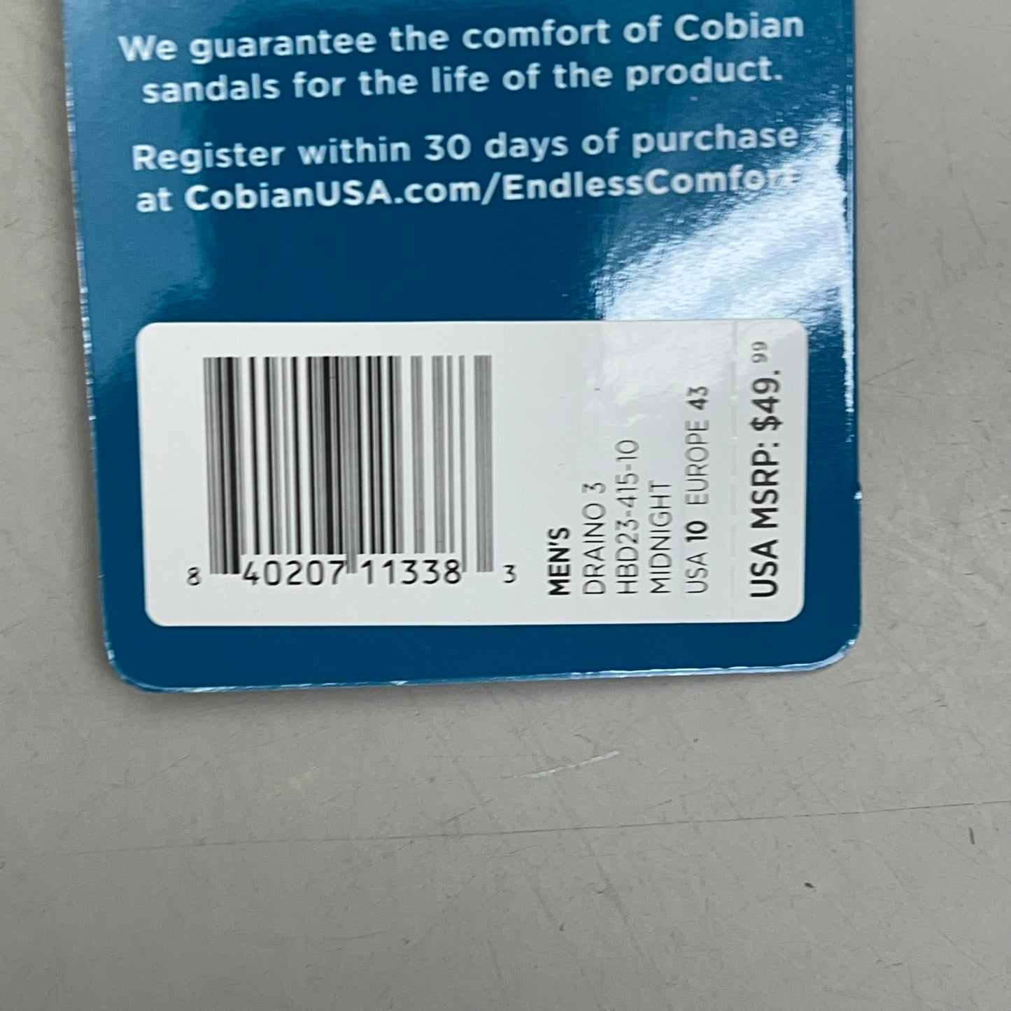 COBIAN Draino 3 Water Friendly Sandal's Men's Sz 10, EU 43 Midnight HBD23-415-10