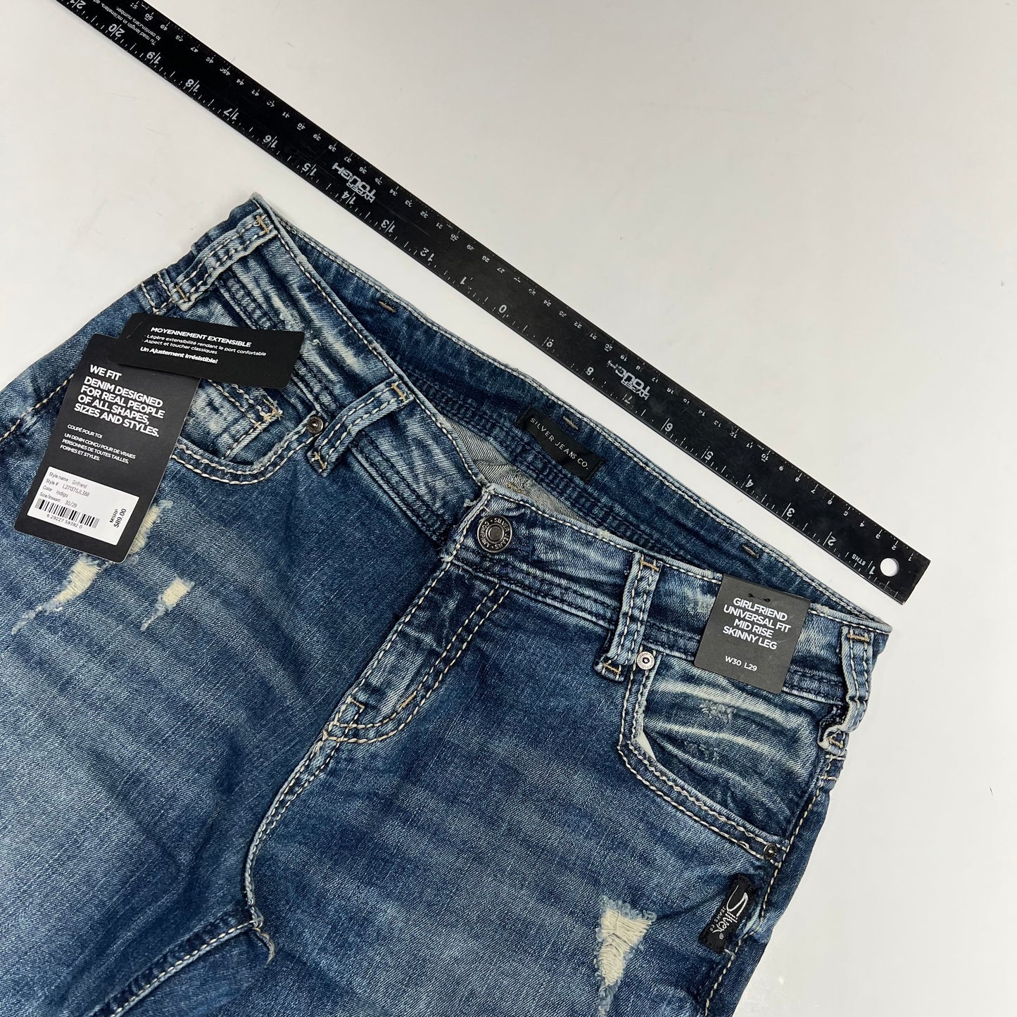 SILVER JEANS CO. Girlfriend Mid Rise Skinny Leg Jeans Women's Size 30/29 Indigo