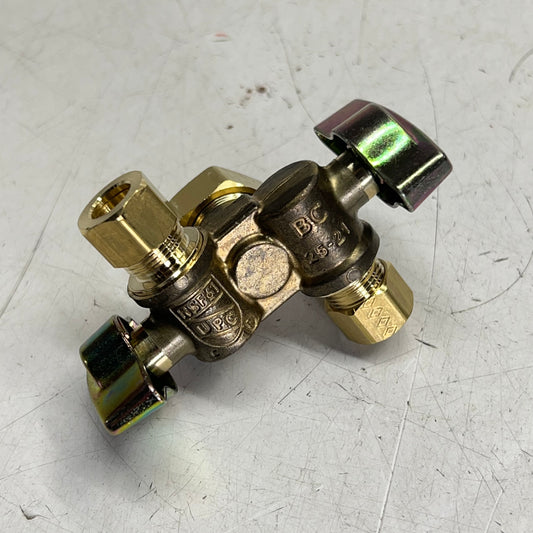 BRASS CRAFT Dual Outlet Dual Shut-off Ball Valve  1/4-turn Angle  KTCR1901DVX R