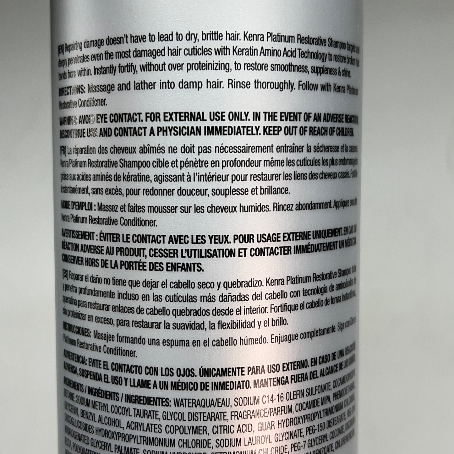 KENRA Deeply Penetrating Ultra Fortifying Platinum Restorative Shampoo 31.5fl Oz