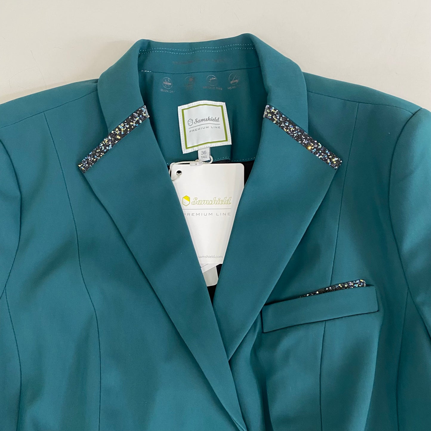 SAMSHIELD Victorine Premium Tall Equestrian Jacket Women's Sz US 6, UK 8, FR 36 Hunter Green