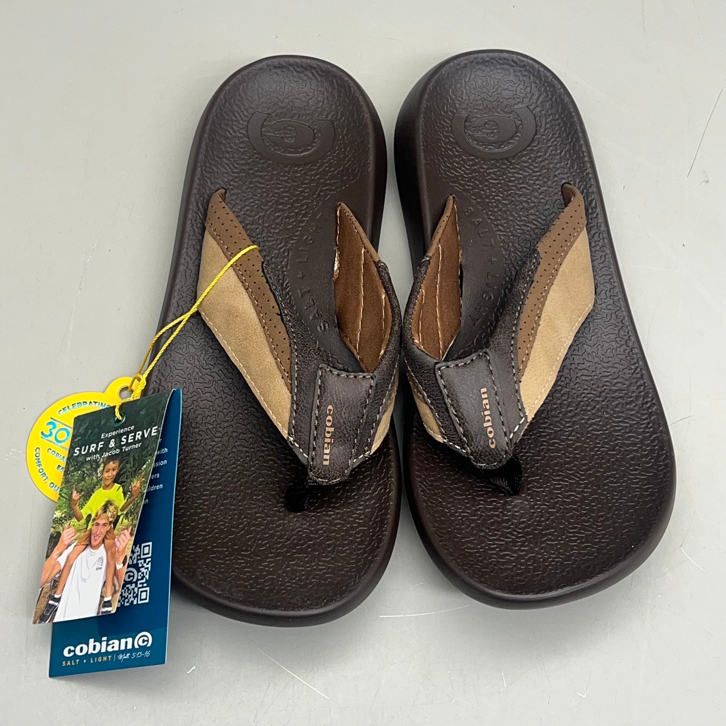 COBIAN Compass Synthetic Leather Strap Sandals Men's Sz 12, EU 45 Chocolate COM25-201-12