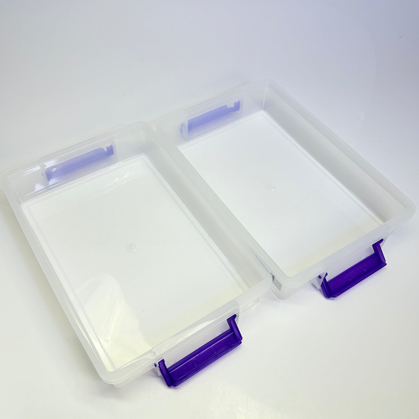 IRIS (2 PACK) Large Modular Latching Box - Purple Handle 14.8"L x 11"W  Clear