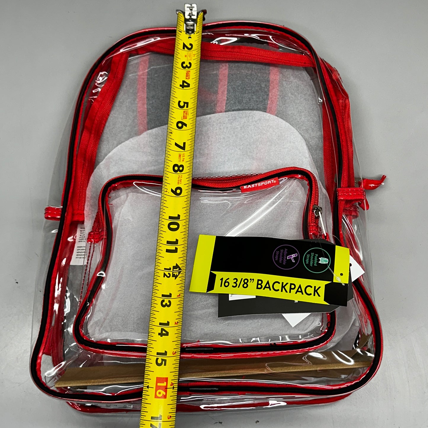 EASTSPORT Spark Clear Backpack 16"x12" Red/Black 190920PW-PLM