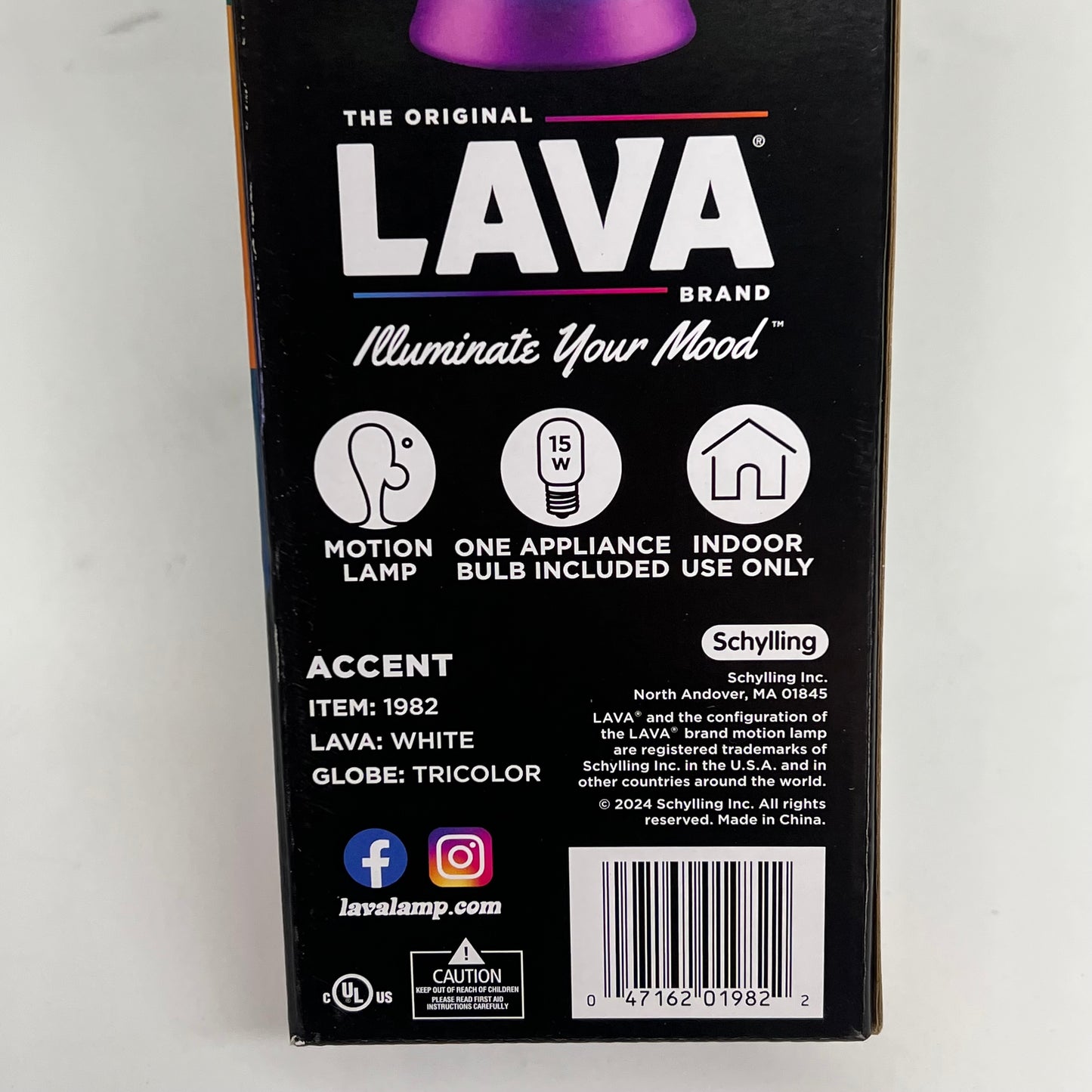 SCHYLING Accent Lava Lamp Illuminate Your Mood 11.5" Rainbow Liquid & Base 1982