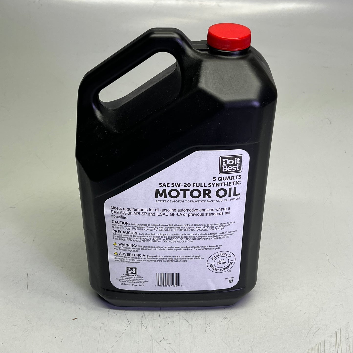 DO IT BEST (3 PACK) Full Synthetic Oil 5W-20 1.25 Gal - 5 Quarts 592484
