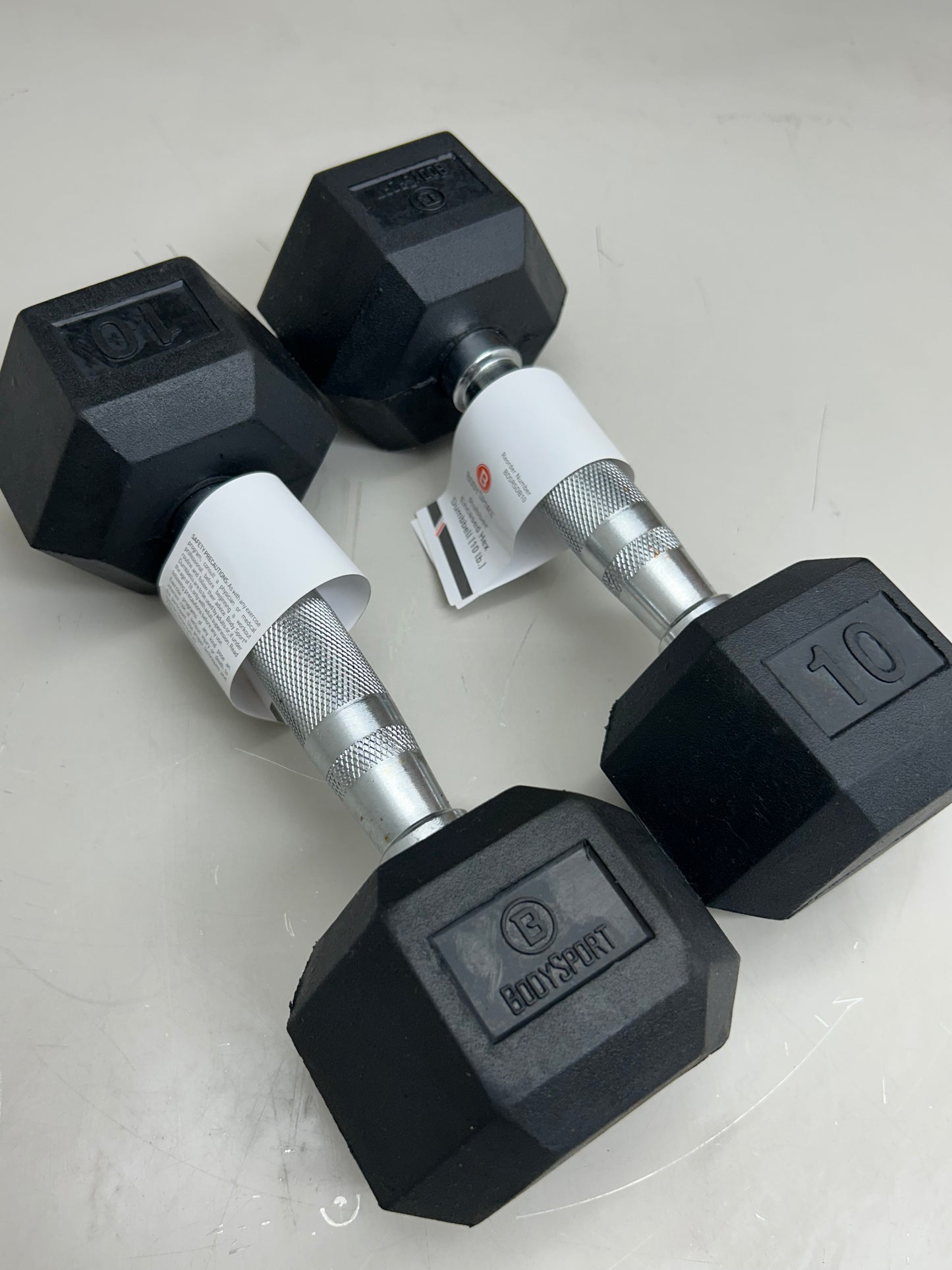 BODY SPORT (2 Pack) Rubber Encased Hex Dumbbells 10lbs Black BDSRSDB10