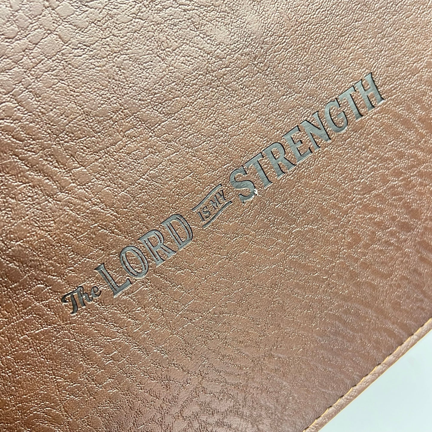 CHRISTIAN ART GIFTS Exodus 15:2 Faux Leather Classic Bible Cover 8"x11" Brown