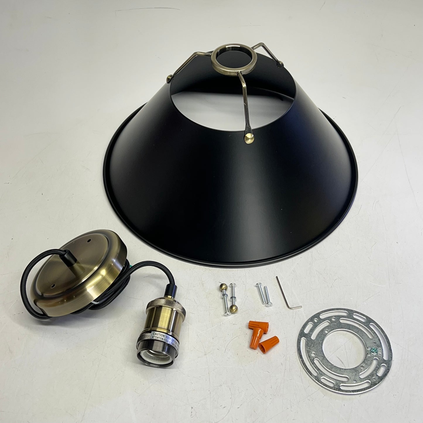 GOLDEN LIGHTING Orwell 1 Light Medium Pendant 14' - 120" Wire Black 3306-LAB-B|LK