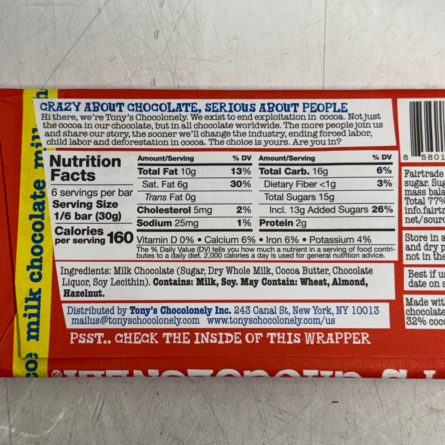 ZA@ TONY'S (32 PACK) Chocolonely Top 3 Milk Chocolate Variety Bundle 180gr BB 09/26