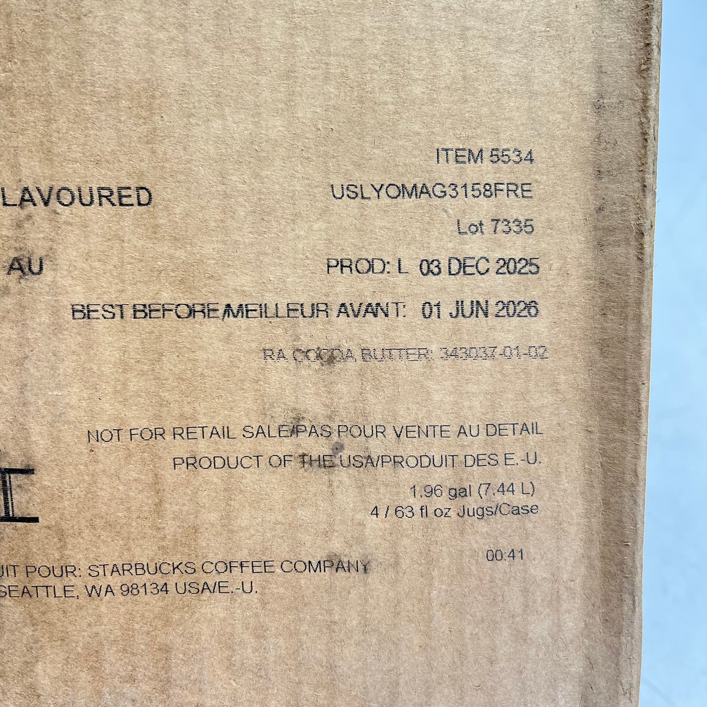 ZA@ STARBUCKS (4 PACK) Fontana White Chocolate Flavored Sauce 1.86 Liter BB 06/26 A